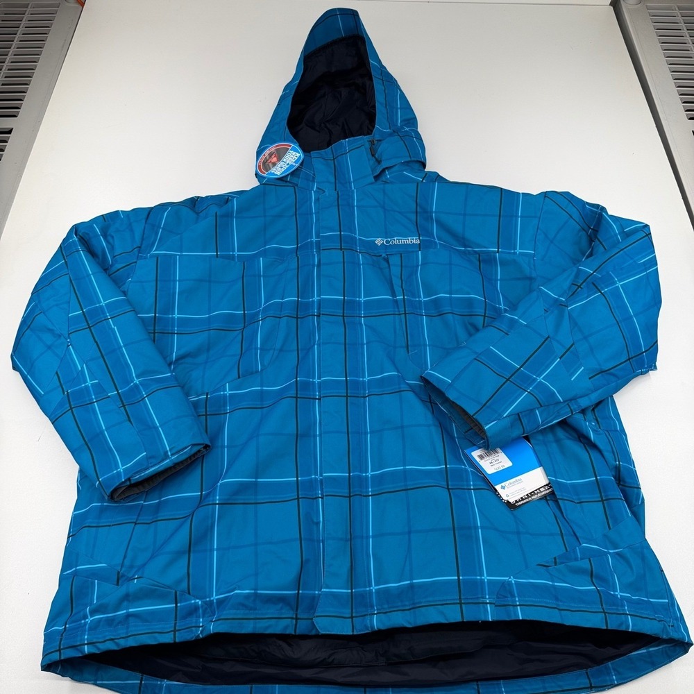 Columbia Whirlibird III Interchange Jacket Mens 4X Blue Grid Omni-Heat SS7940